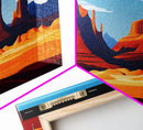Monument Valley Sunset Framed Canvas Print, Southwest Wall Art, Panoramic Painting, Rustic Art, Landscape Art, Gift Idea, Extra Wide Art