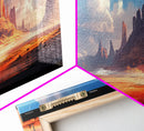 Majestic Desert Landscape Framed Canvas Print, Panoramic Painting, Southwest Wall Art, Above Bed Art, Rustic Decor, Living Room Art