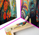 Elephant Wall Art Canvas Print with Colorful Abstract Design, Whimsical Art, African Art, Gift Idea, Bedroom Art, Farmhouse Decor