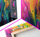Abstract Swirl Framed Canvas Print Vibrant Colors Whimsical Art Modern Painting Lively Wall Art Guest Room Decor