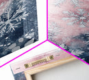 Snowflake Winter Light Pink Wall Art Framed Canvas Print | Wabi Sabi Minimalist Christmas Art | Cozy Holiday Living Room Decor