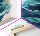 Abstract Teal Ocean Waves Canvas Print Coastal Wall Art Nautical Decor Living Room Accent Unique Gift Idea Zen Artwork