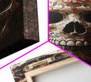 Skull Art Framed Canvas Print with Floral Botanical Prints in Gothic Chinoiserie Style, Perfect Halloween Rustic Wall Art Decoration