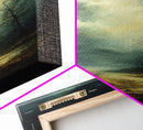 Forest at Dusk Framed Canvas Print with Moody Dark Romance Painting, Fall-Inspired Smoky Mountain Art Perfect Above Bed Wall Decor