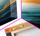 Golden Horizon, painting morro bay, nautical painting, orange abstract art, extra wide art, southwest wall art, Framed Canvas Print