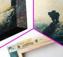 Lone Figure, Dark Romance Painting, Moody Art, Extra Wide Art, Wabi Sabi Art, Vintage Christmas, Framed Canvas Print
