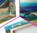 Mountain Painting, Canvas Print, sunset wall art, pink orange wall art, extra wide art, panoramic painting, landscape painting