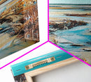 Marshland Stream, coastal landscape art, rustic wall art, farmhouse art, wabi sabi art, extra wide art, Canvas Print
