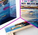 Beach House, Coastal Painting, Vibrant Landscape, Nautical Wall Art, Living Room Art, Above Bed Wall Art, Framed Canvas Print