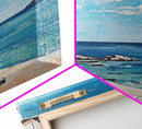 Seaside Cliff, painting morro bay, coastal wall art, framed canvas print, blue and green wall art, landscape painting, boho art