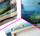 Seaside Escape, Blue Waters, Cliffside View, Canvas Print, coastal wall art, nautical decor, above bed wall art, seascape painting