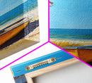 Beach house, Nantucket painting, coastal landscape art, framed canvas print, nautical decor, seascape painting, farmhouse art