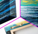 Moon oil painting, seascape painting, nighttime art, mystical wall art, ocean painting, moody art, framed canvas print