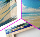 Palm Tree Beach, tropical decor, coastal cowgirl wall art, Hawaii art, framed canvas print, nautical painting, summer gift idea