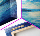 Lake Reflection Art, Moody Landscape, Blue and Green Wall Art, Minimalist Art, Above Sofa Art, Framed Canvas Print