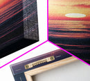 Tropical Sunset, Palm Trees, Ocean Waves, Framed Canvas Print, Coastal Painting, Nautical Decor, Extra Wide Art, Panoramic Art