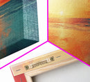 Sunset Ocean, pink orange wall art, coastal landscape art, moody art, extra wide art, panoramic painting, framed canvas print