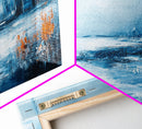 Winter Cabin, Framed Canvas Print, landscape painting, rustic decor, farmhouse art, moody art, above couch art, extra wide art