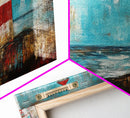Red Lighthouse, nautical painting, coastal wall art, beach house decor, ocean painting, framed canvas print, above couch art