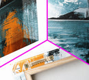 Palm Reflection, tropical coastal art, framed canvas print, coastal cowgirl wall art, panoramic painting, modern abstract art