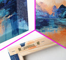 Twilight Peaks, pink orange wall art, framed canvas print, panoramic painting, above sofa art, extra wide art, landscape painting