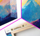 Blue Mountain, Sunset Landscape, Panoramic Art, Canvas Print, Mountain Painting, Pink Orange Wall Art, Extra Wide Art, Living Room Art