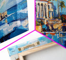 Coastal Mansion, Palm Trees, Panoramic Art, Framed Canvas Print, Coastal Landscape Art, Tropical Decor, Extra Wide Art, Living Room Art