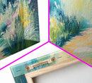 Serene Woodland Trail, wildflower painting, botanical prints, landscape painting, rustic decor, extra wide art, Framed Canvas Print