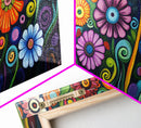 Whimsical Floral Art, Botanical Prints, Colorful Flowers, Framed Canvas Print, Wildflower Painting, Abstract Floral Artwork