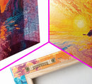 Fiery Sunset, Moody Art, Lake Tahoe Art, Colorful Landscape, Southwest Wall Art, Panoramic Painting, Framed Canvas Print, Nature Art