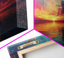 Cosmic Sunset, Dark Romance, Lofi Art, Moody Wall Art, Extra Wide Art, Above Couch Art, Framed Canvas Print, Bedroom Decor