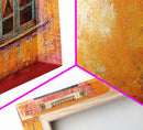 Mexican Window, Canvas Print, southwest wall art, warm color painting, extra wide painting, vibrant art, farmhouse art