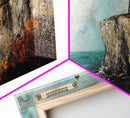 Lighthouse at Cliff, nautical wall art, coastal decor, dramatic seascape painting, panoramic painting, Framed Canvas Print, above sofa art