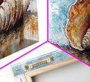 Seashell Art, Coastal Landscape, Nautical Wall Art, Rustic Wall Art, Extra Wide Art, Horizontal Wall Art, Framed Canvas Print, Beach House Decor