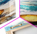 Ocean and Golden Bowl, coastal decor, nautical wall art, rustic wall art, abstract painting, seascape painting, Canvas Print