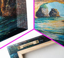 Sunlit Ocean Grotto, seascape painting, nautical painting, tropical wall art, blue and green wall art, Framed Canvas Print