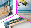 Beach Volleyball, Palm Tree Art, Nautical Painting, Coastal Wall Art, Ocean Art, Seascape Art, Canvas Print, Guest Room Art