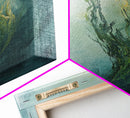Abstract Seaweed Framed Canvas Print Minimalist Ocean Art, Coastal Botanical Wall Decor, Blue Green Seaside Painting, Serene Home Style