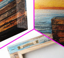 Sunset Over Ocean Canvas Print | Serene Seascape Painting | Coastal Home Decor | Beach House Wall Art | Nautical Artwork