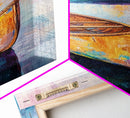 Wooden Canoe, Coastal Landscape Art, Nautical Wall Art, Seascape Painting, Lake Tahoe Art, Extra Wide Art, Framed Canvas Print
