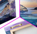 Sunset Cove, Moody Seascape, Coastal Landscape, Nautical Wall Art, Blue and Green Wall Art, Extra Wide Art, Boho Art, Canvas Print