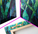 Moody Forest, Abstract Nature Art, Botanical Prints, Green Wall Art, Rustic Decor, Extra Wide Art, Framed Canvas Print, Gift Idea