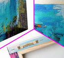 Coastal Cliffside Beauty Framed Canvas Print Impressionist Ocean Wall Art Vibrant Seaside Home Decor Living Room Gift