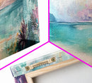 Tropical Beach Paradise Framed Canvas Print, Vibrant Ocean Wall Art, Hawaii Sunset Painting, Coastal Living Room Decor, Relaxing Art