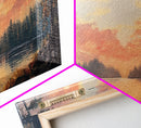 Sunset Lake Reflection Framed Canvas Print Autumn Landscape Warm Tones Nature Wall Art Rustic Cabin Decor Bedroom Living Room