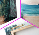 Secluded Beach Path Canvas Print Tropical Escape Painting Nature Coastal Wall Art Calm Ocean Scene Large Wall Art Living Room