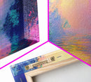 Vibrant Sunset River Framed Canvas Print, Colorful Nature Art, Dreamy Landscape Painting, Living Room Wall Art, Boho Sunset Decor