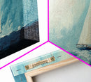 Sailboat on Open Sea Framed Canvas Print Nautical Wall Art, Ocean Painting, Coastal Home Decor, Minimalist Seascape, Beach House Art
