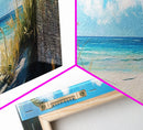 Tranquil Ocean Beach View Canvas Print, Coastal Wall Art, Blue Nautical Decor, Modern Seascape Painting, Beach House Decor