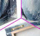 Moody Winter Mountains Framed Canvas Print Dark Landscape Painting Snowy Peaks Rustic Cabin Wall Art Lodge Decor Adventure Gift